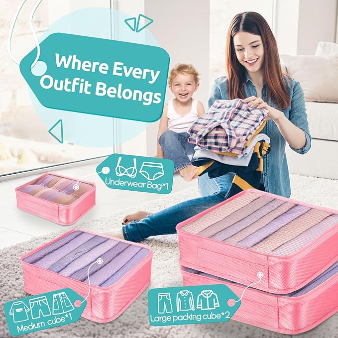 ALL INCLUDED - 12 Set Packing Cubes for Suitcases Carry On, Travel Essentials/Accessories Luggage Organizer Bags Set, Include