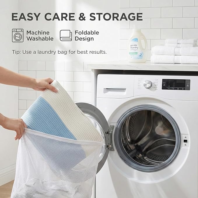 JMvicyroam 65L Extra Large Blanket Basket for Living Room - Woven Cotton Rope Laundry Hamper with Reinforced Handles - Storag