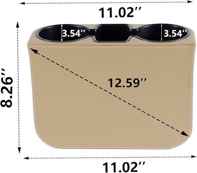 IOKONE Coin Side Pocket Console Side Pocket Leather Cover Car Cup Holder Auto Front Seat Organizer Cell Mobile Phone Holder (Beige)