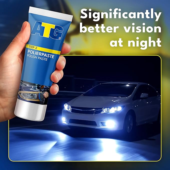 ATG Headlight Restoration Kit - Universal Car Headlight Cleaner and Restorer Kit - Headlight Restorer kit for Plastic car Hea