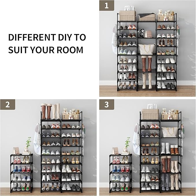 Kottwca 9-Tier Metal Shoe Rack Organizer for 50-55 Pairs - Space Saving Shoe Storage Shelf for Entryway, Closet, Bedroom, Hal