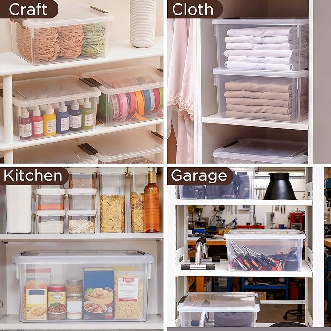 Citylife 17 QT Plastic Storage Bins with Lids Large Stackable Storage Containers for Organizing Clear Storage Box for Garage,