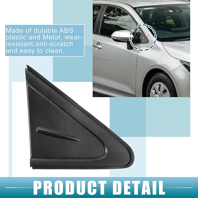 Front Right Door Mirror Corner mudguard Triangle Cover Trim No.60117-02370 Rearview Triangle Trim Panel for Toyota Corolla 2019-2021 Plastic Black