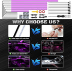 RGB Acrylic Interior Car LED Strip Light with Wireless APP, 18 in 1 with 175 inches 593 LEDs Neon LED Strip Light, 16 Million Colors Dynamic Music Sync Car Ambient Lighting Kits