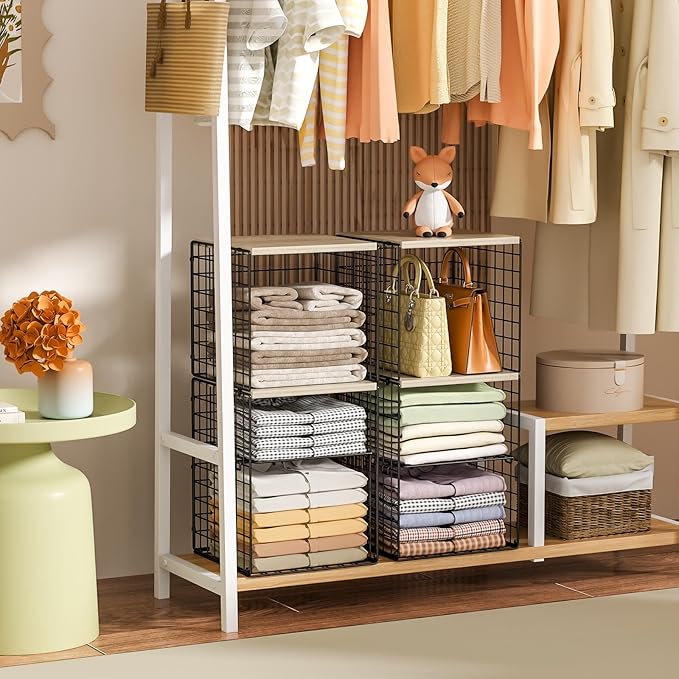 2 Pack Closet Organizer System, Extra Tall & Large Capacity Closet Shelves with Adjustable Dividers, 3-Tier Stackable Storage
