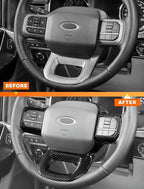 Savadicar Carbon Fiber Interior Accessories - Steering Wheel Trim Cover for Ford F150 (2021-present) - Premium Texture Interior Decor Upgrade Option, 1 PC
