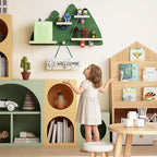 Green Mountain Tonie Shelf - Wall Mounted Tonies Shelves for Toniebox, Magnetic Wood Display Floating Shelves for 8-14 Tonie 
