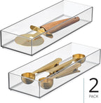 iDesign Clarity Drawer, Kitchen and Bathroom Organization Silverware, Spatulas, Gadgets, Large-Set of 2