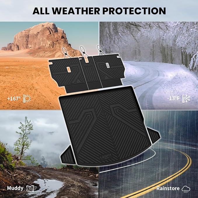 LASFIT Cargo Trunk Mat with Backrest Mats for Mazda CX5 2025 2024 2023 2022 2021 2020 2019 2018 2017 All Weather TPE Rear Cargo Liner Custom Fit Waterproof CX 5 Seat Back Mat Accessories, Black