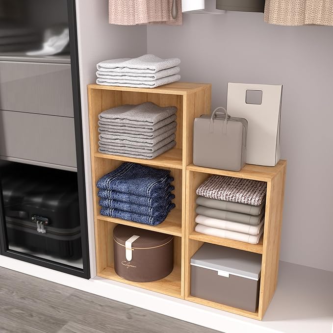 Wooden 3 Cube Storage Organizer,3 Tier Low Bookcase Freestanding Storage Display Organizer,Versatile Cubes Shelf and Cubby Un