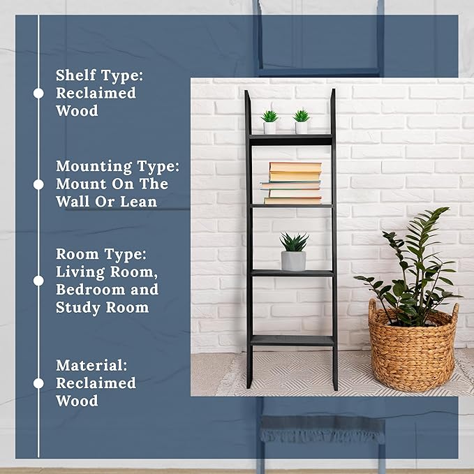 BARNWOODUSA Throw Blanket Ladder – Fully Assembled Reclaimed Wood – Rustic Decorative Ladder for Towels, Quilts, & More – Per