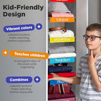 Handy Laundry Hanging Clothes Organizer for Kids - 6-Shelf Closet Daily Clothing Organization Labeled Shelves with Days of Th