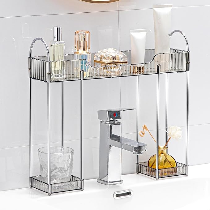 YCIA&DONE Bathroom Countertop Organizer Over The Faucet, Narrow Counter Organizers Above Sink, Table Mounted Faucet Over Sink