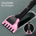 Best Choice Products 4 in 1 Snow Brush with Shovel, Squeegee & Ice Scraper, Up to 39" Extendable Foam Grip, 270° Pivoting Snow Brush for Car Truck SUV, Storage Bag Included - Pink