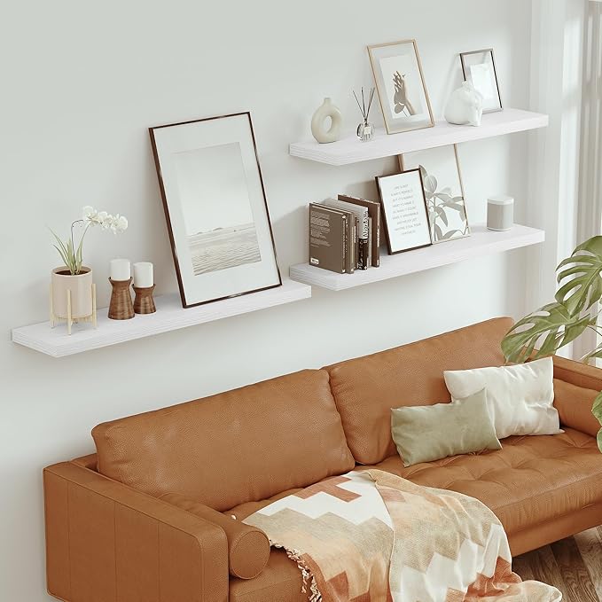Vivelove Single Floating Shelves 48 Inches, 48 x 10 inch Deep x 1.8 in Thick, Long Wall Shelves Heavy Duty 80 lbs for Bedroom