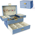 Dajasan Jewelry Organizer Box, Large Jewelry Boxes for Women Girls, Space-Saving 3 Layers Jewelry Storage Case with Drawer, G