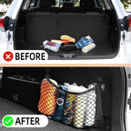 Small Cargo Net for Car Trunk Storage,2 Pack Elastic Mesh Net Pocket Organizer Pouch Bag,Stretchable Automotive Cargo Nets wit