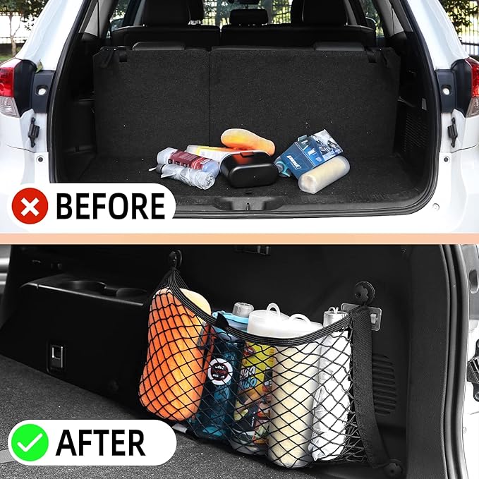 Small Cargo Net for Car Trunk Storage,2 Pack Elastic Mesh Net Pocket Organizer Pouch Bag,Stretchable Automotive Cargo Nets wit