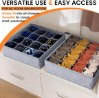 Criusia 3 Pack Sock Underwear Drawer Organizer Dividers, 64 Cell Fabric Foldable Dresser Organizer for Closet Organizers and 