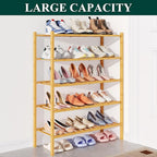 Smiry Bamboo Shoe Rack for Closet, 5 Tier Wooden Stackable Shoe Organizer, Free Standing Shoes Storage Shelf for Entryway, Fr