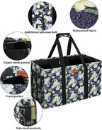 WONDAY Extra Large Reusable Grocery Bag Carrier with Handle, Thirty One Utility Tote Foldable for Shopping and Beach