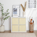 StorageWorks Beige Storage Cubes, 13x13 Storage Cube Bins with Handle, Cube Storage Organizer Bins for Shelves and Closet, Co