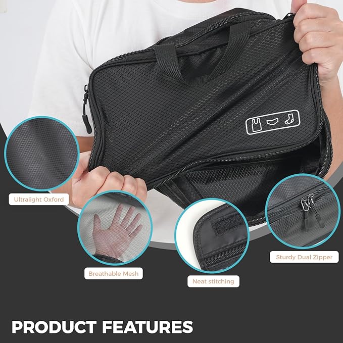 Ultralight Compression Packing Cubes, 3 Set Lightweight Travel Packing Organizer for Suitcase, Double-Zipper Packing Cubes wi