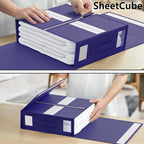 SheetCube Bed Sheet Organizers and Storage 6 Pack, Foldable Linen Closet Organizer with Window and Label, Bedding Folder Stor