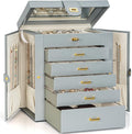 AKOZLIN Extra Large 6-Tier Jewelry Box Organizer Functional Huge, 5 Drawers Leather Jewelry Storage Case for Women Girls Ring
