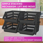 Skywin TidyFriend Small Stackable Storage Bins for Toy Organizer and Storage 4 Pack, Toy Storage Organizer for Kids Room and 