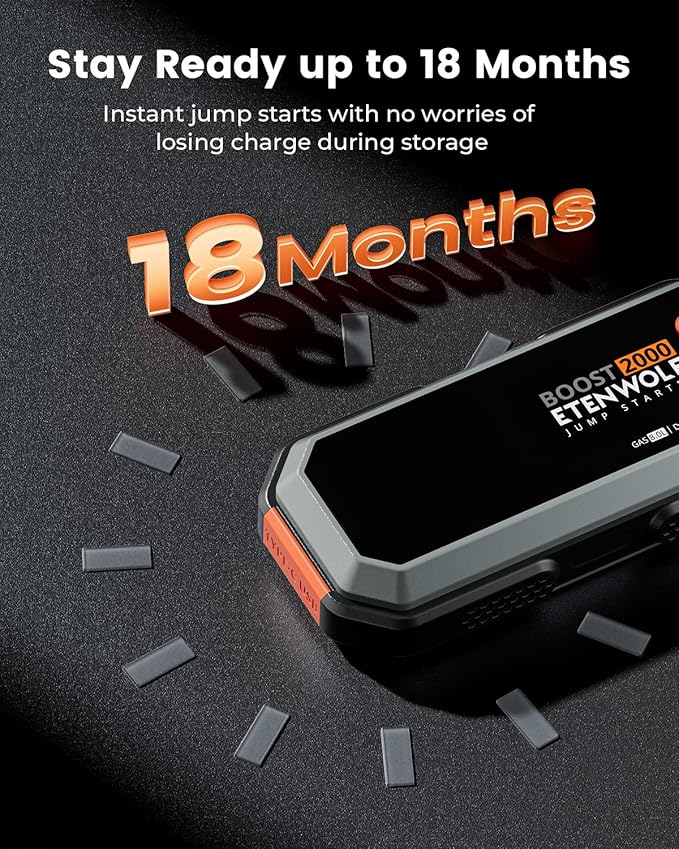Car Battery Jump Starter Portable, 2000A Peak Jump Box- 12V Car Jump Starter for up to 8.0L Gas and 6.5L Diesel Engines,