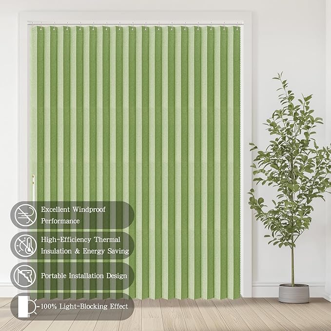 Jilron Accordian Door Curtain, 100% Blackout Folding Magnetic Doorway Curtains,Linen Style Closet Doors,for Room Divider,Priv