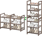 6 Tier Shoe Rack, Stackable Shoe Storage with Mesh Shelves, Holds 12-15 Pairs, Metal Shoe Organizer for Entryway Closet Garag