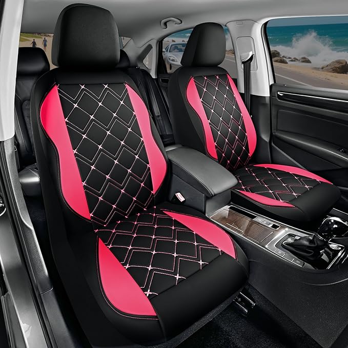 Road Comforts Seat Covers, Premium Leather Car Seat Covers Front Seat for Women Girls,Airbag Compatible, Automotive Seat Cove
