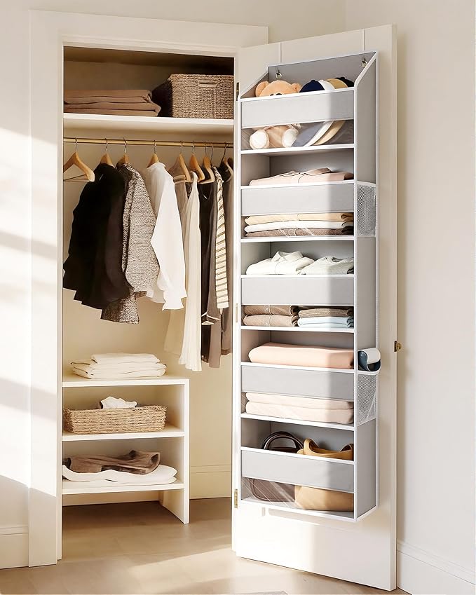 ULG 2-Pack Over-The-Door Organizer 5 Tiers, – Hanging Storage Organizer with 4 Mesh Side Pockets,Space Saving Closet Door Org
