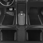 CAR PASS Microfiber Leather Steering Wheel Cover and Waterproof Car Floor Mats,Universal Car Combo Fit for 95% Sedan,SUV,Cars,14.5-15inch Anti-Slip Safety Comfortable Faux Leather Design(Solid Black)