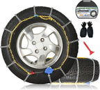 Auto Fixing Snow Chains, 2 x 12 mm, 30s Quick Installation of Tire Chains with Automatic Tensioner, Universal Emergency Tire 