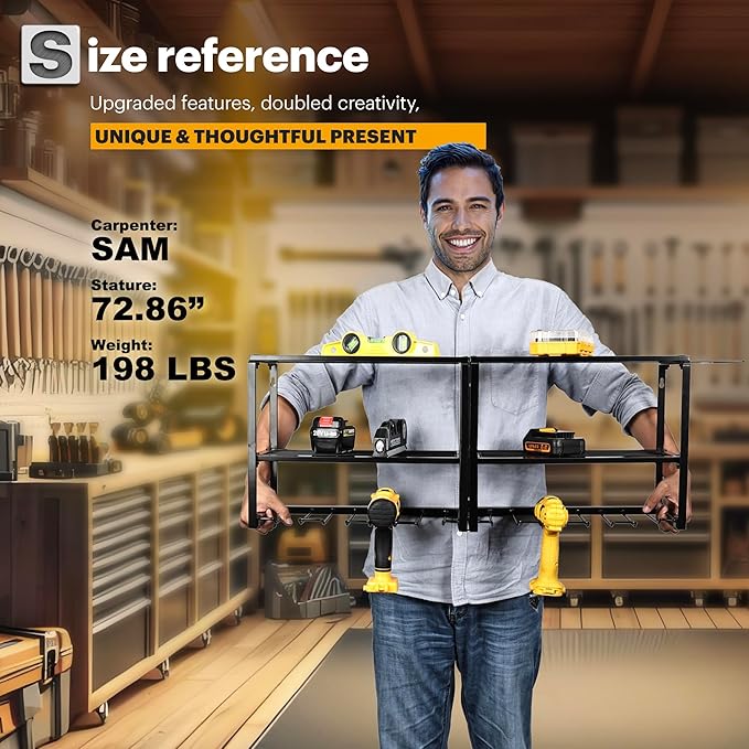 Spampur Power Tool Organizer, 15 Min Fast Assembly, 8 Slots 3 Layer Heavy Duty Metal & Max 150lb load Cordless Power Dill Hol