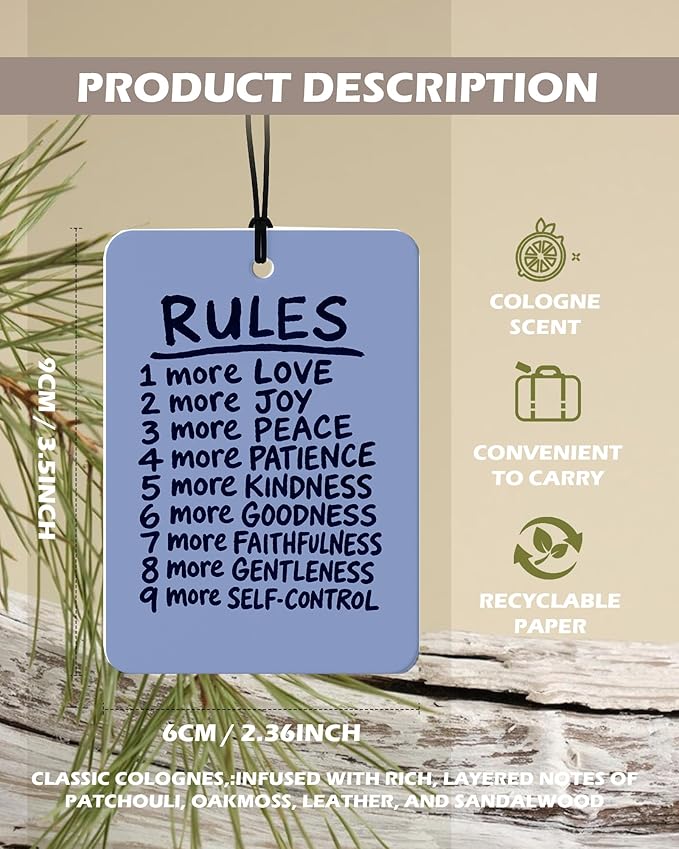 Retro Blue Christian Car Air Freshener 4 Pcs, Neutral Bible Verses Hanging Air Freshener for Cars Bathroom Dorm Books Decor, 