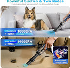 Handheld Vacuum Cordless, Car Vacuum with 14000PA Powerful Suction with LED Light, Air Duster 2-in-1,Low Noise Rechargeable P