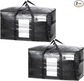 TAILI Extra Large Moving Bags, 2 Pack Black Heavy Duty Totes For Storage with Visible Window, Wrap Around Handles, Storage Ba