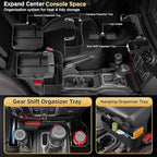 for Jeep Wrangler JL JLU 4XE(2018-2026) & Gladiator JT(2020-2026) Center Console Organizer Tray [Maximize Storage & US Patent] Cup Holder for Jeep Gladiator & Wrangler Accessories Black