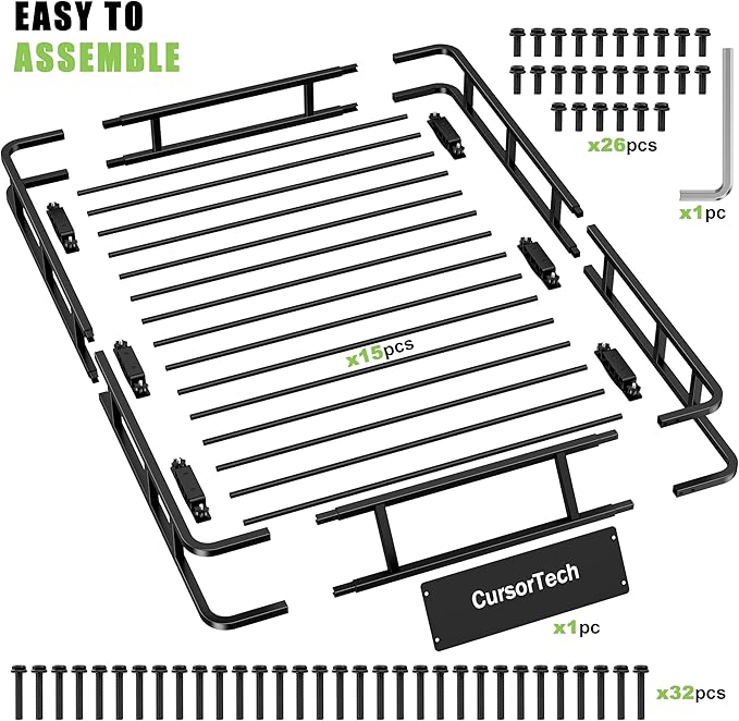 Roof Rack Basket 64" x 39" Heavy Duty Rooftop Cargo Carrier 300 lbs Capacity Steel Roof Racks Vehicle Cargo Baskets Luggage Holder Rack for SUV Truck Car Travel Camping Storage