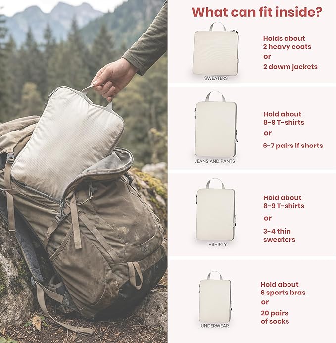 Compression Packing Cubes for Travel, Set of 10 Expandable Luggage Organizers with Shoe Bag, Lightweight Water-Resistant Suit