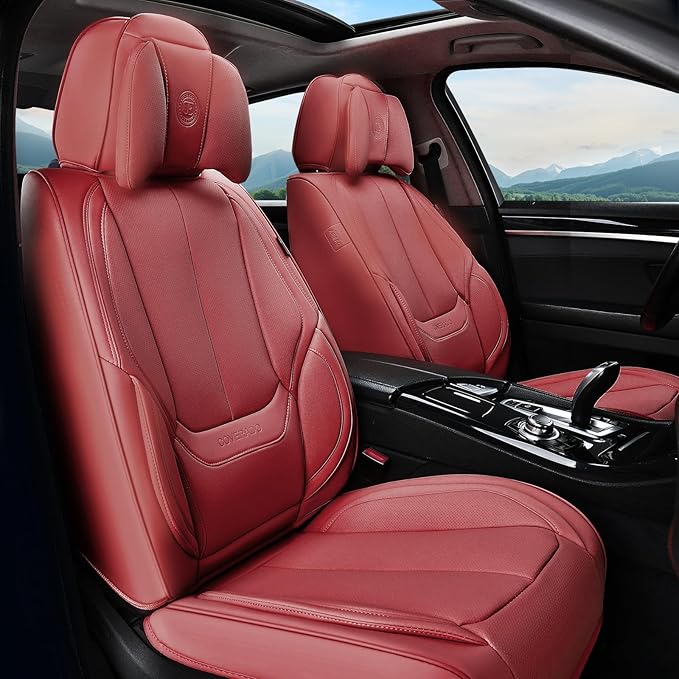 Coverado Universal Seat Covers Full Set, Universal Seat Covers for Cars, 5 Seats Waterproof Nappa Leather Car Seat Covers wit