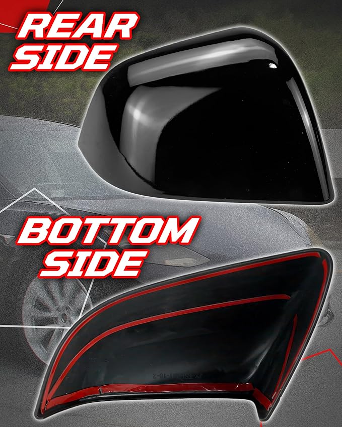 Side Mirror Caps Cover Compatible with Tesla Model Y 2021 2022 2023 2024 Black Mirror Covers