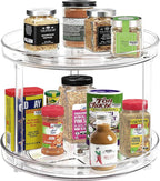 2 Tier Lazy Susan, 10.6 Inch Clear Makeup & Skincare Organizer, Bathroom Countertop Perfume Organizer