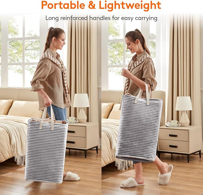 Lifewit 3 Pack Laundry Basket 80L Each, Collapsible Clothes Hamper with Reinforced Handles, Freestanding Waterproof Design fo
