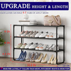 Long Shoe Rack, 3-Tier Stackable Shoe Organizer for Closet, Entryway, Hallway, Extra Bottom Layer, Holds 16-20 Pairs, Sturdy 