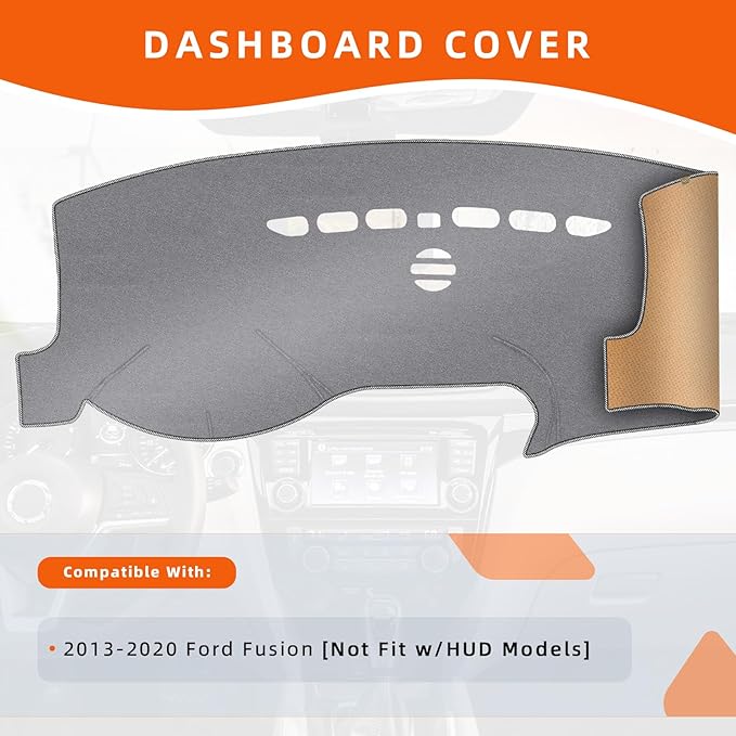 KEYOOG Dashboard Cover Dash Mat Fit for Fo-rd Fusion 2020-2013 (Without HUD Models),Car Dash Board Mat Anti-Glare Carpet,Non-